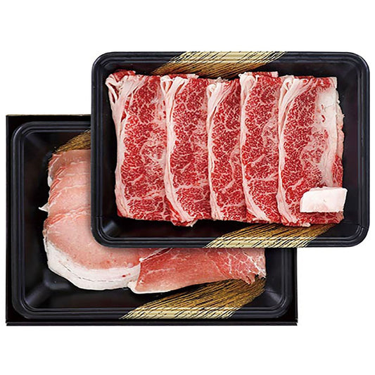 黒毛和牛と黒豚のすきやき肉産地直送ギフトプレゼント贈り物自分へのご褒美うまいもんARC-062F【代引不可】【同梱不可】