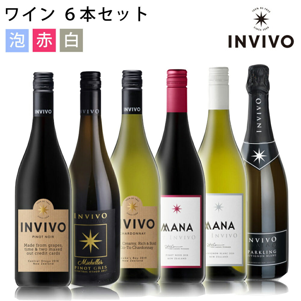 インヴィーヴォ飲み比べ6本セット750ml×6白ワイン赤ワイン発泡酒ソーヴィニヨンブランピノノワールシャルドネINVIVO【代引不可】【同梱不可】