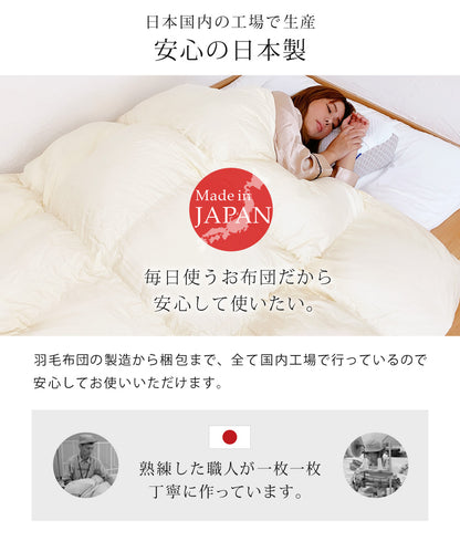Sun Ruck 羽毛布団 ホワイトマザーグースダウン 95% 増量1.7kg 440dp 安心の日本製 アレルG加工 秋冬用 無地 抗菌 防臭 ダブル A784WZ
