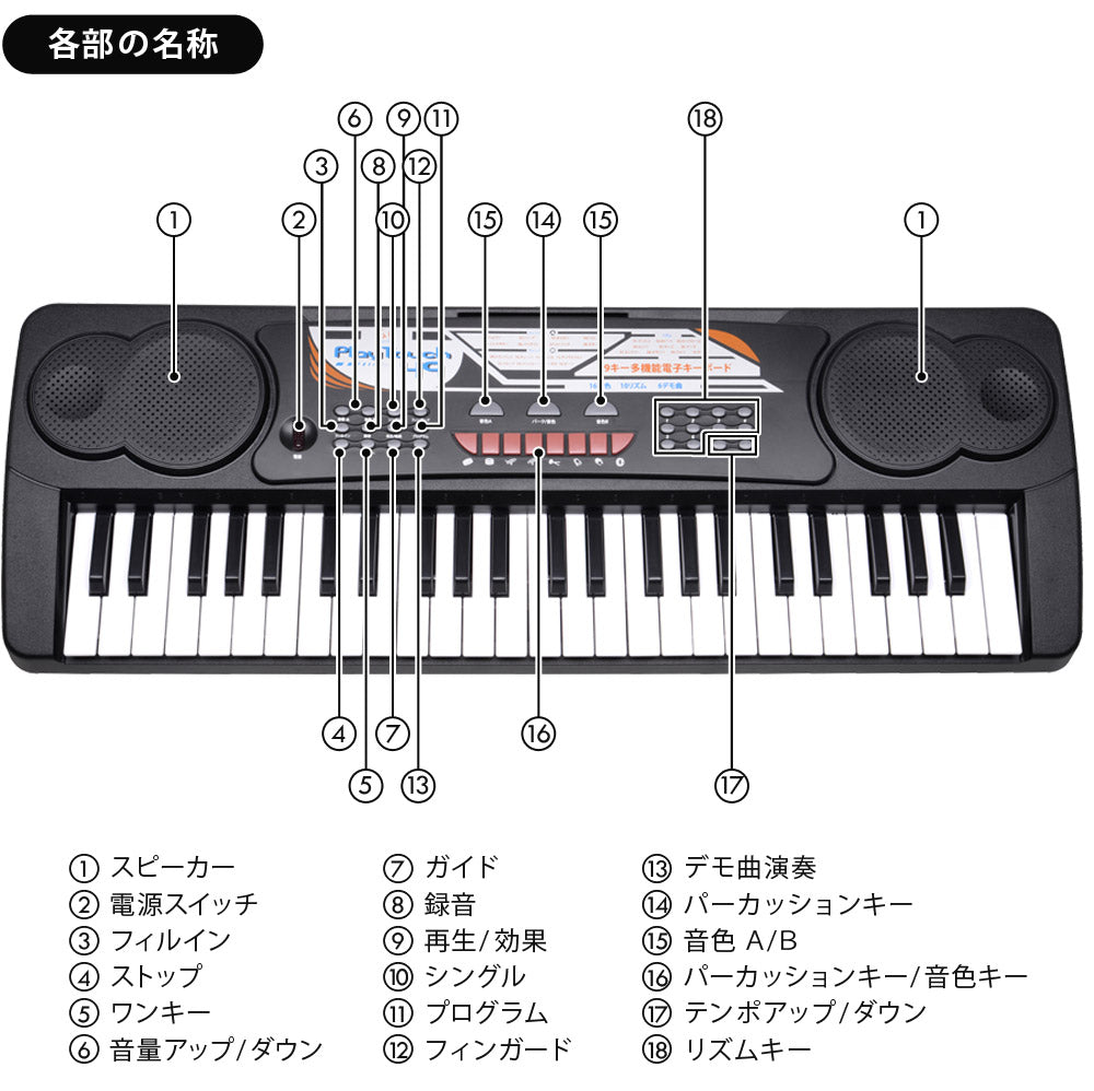 【当店限定180日延長保証】 Sun Ruck 電子キーボード 49鍵盤 1年保証 電子ピアノ 音楽 楽器 録音 ヘッドホン対応 電子 キーボード ピアノ 練習 初心者 子供 大人 プレゼント PlayTouch49 入門用 SR-DP02