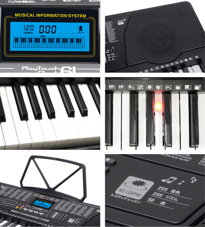 【当店限定180日延長保証】 Sun Ruck 電子キーボード 61鍵盤 1年保証 光る鍵盤 初心者 入門用 電子ピアノ キーボード 光るキーボード LED 発光キー 音楽 楽器 練習 初心者 子供 大人 PlayTouchFlash61 SR-DP04