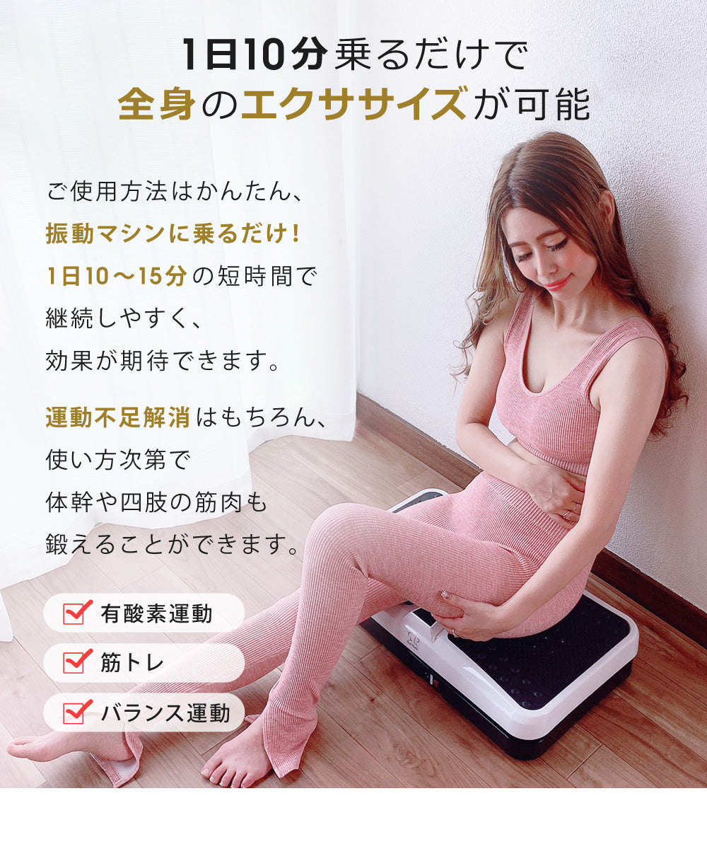 Sun Ruck 振動マシン コンパクト 小型 シェイカー式 静音 振動調整99段階 乗るだけ 振動フィットネスマシン ダイエット器具 腹筋 腕 足 脚 全身 筋トレ トレーニング ブルブル 室内 健康器具 運動機器 家トレ SR-FT012