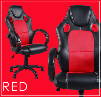 Sun Ruck ゲーミングチェア メッシュ PUレザー ロッキング 肘付き ヘッドレスト 高さ調節 オフィスチェア ゲームチェア PCチェア ハイバックチェア SR-ROC01