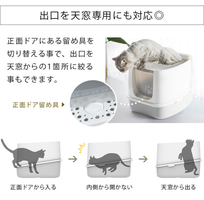 【当店限定180日延長保証】 Sun Ruck ツードア 猫トイレ 本体 フルカバー 上から 横から 2ドア 活性炭フィルター付き スコップ付き 飛び散り防止 蓋付き 扉付き SR-TCT01-GY グレー 猫用品