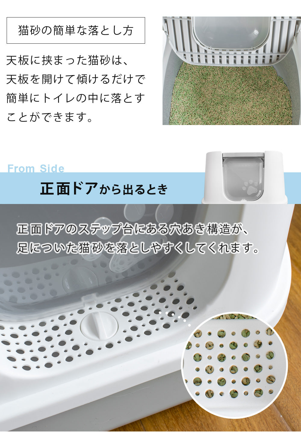 【当店限定180日延長保証】 Sun Ruck ツードア 猫トイレ 本体 フルカバー 上から 横から 2ドア 活性炭フィルター付き スコップ付き 飛び散り防止 蓋付き 扉付き SR-TCT01-GY グレー 猫用品