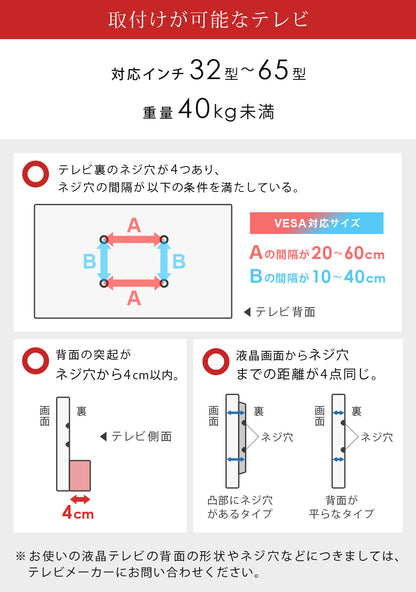 Sun Ruck テレビスタンド キャスター付き 32～65インチ対応 高さ無段階調整 液晶テレビスタンド テレビ台 大型テレビ対応 SR-TVST06C